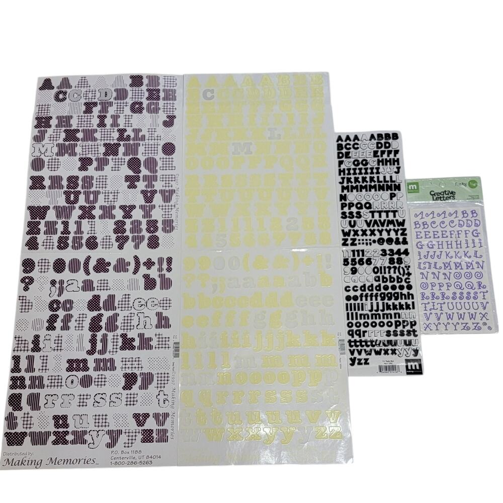 Making Memories Creative Letters ABC Stickers x 4 Funky Black Multi Scrapbooking